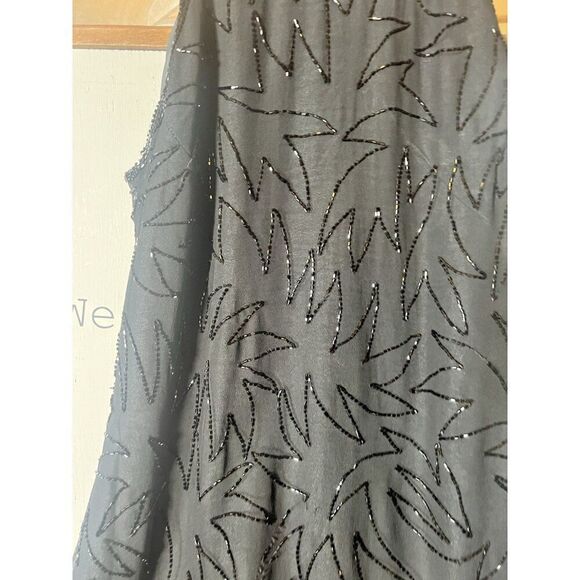 Vintage 80s 90s JMD Black Beaded Formal Dress Knee Sz M Gothic Wedding Prom.   K - Picture 2 of 6